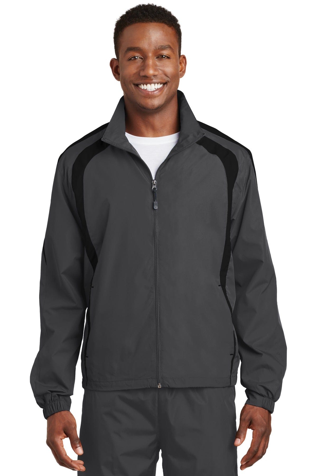 Sport-Tek JST60 Raglan Jacket in Graphite/ Black