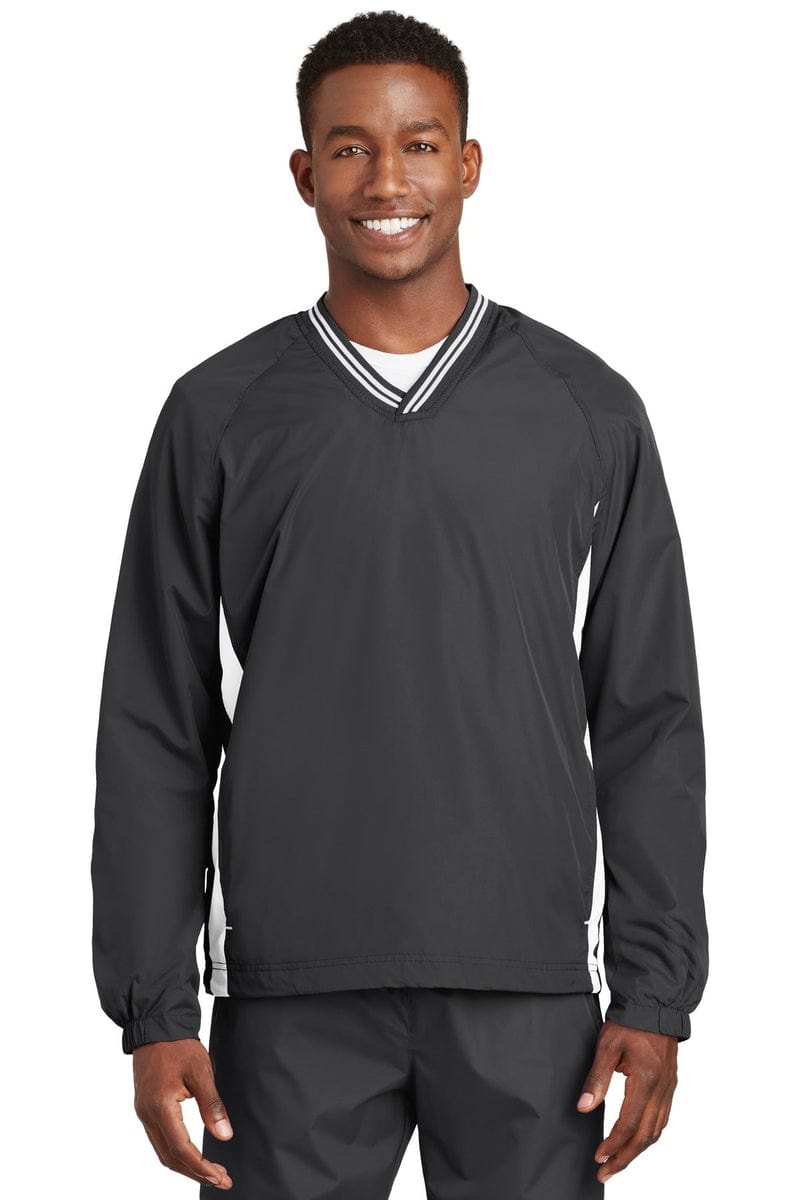 Sport-Tek JST62 Tipped V-Neck Raglan Wind Shirt in 