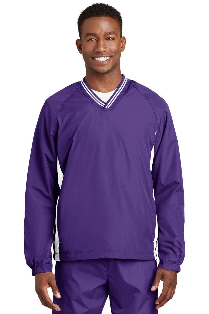 Sport-Tek JST62 Tipped V-Neck Raglan Wind Shirt in 