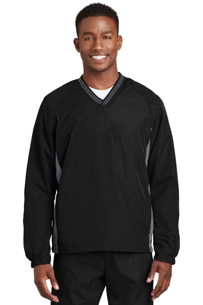 Sport-Tek JST62 Tipped V-Neck Raglan Wind Shirt in 