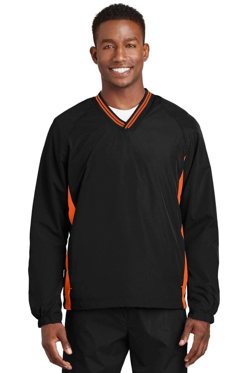 Sport-Tek JST62 Tipped V-Neck Raglan Wind Shirt in 
