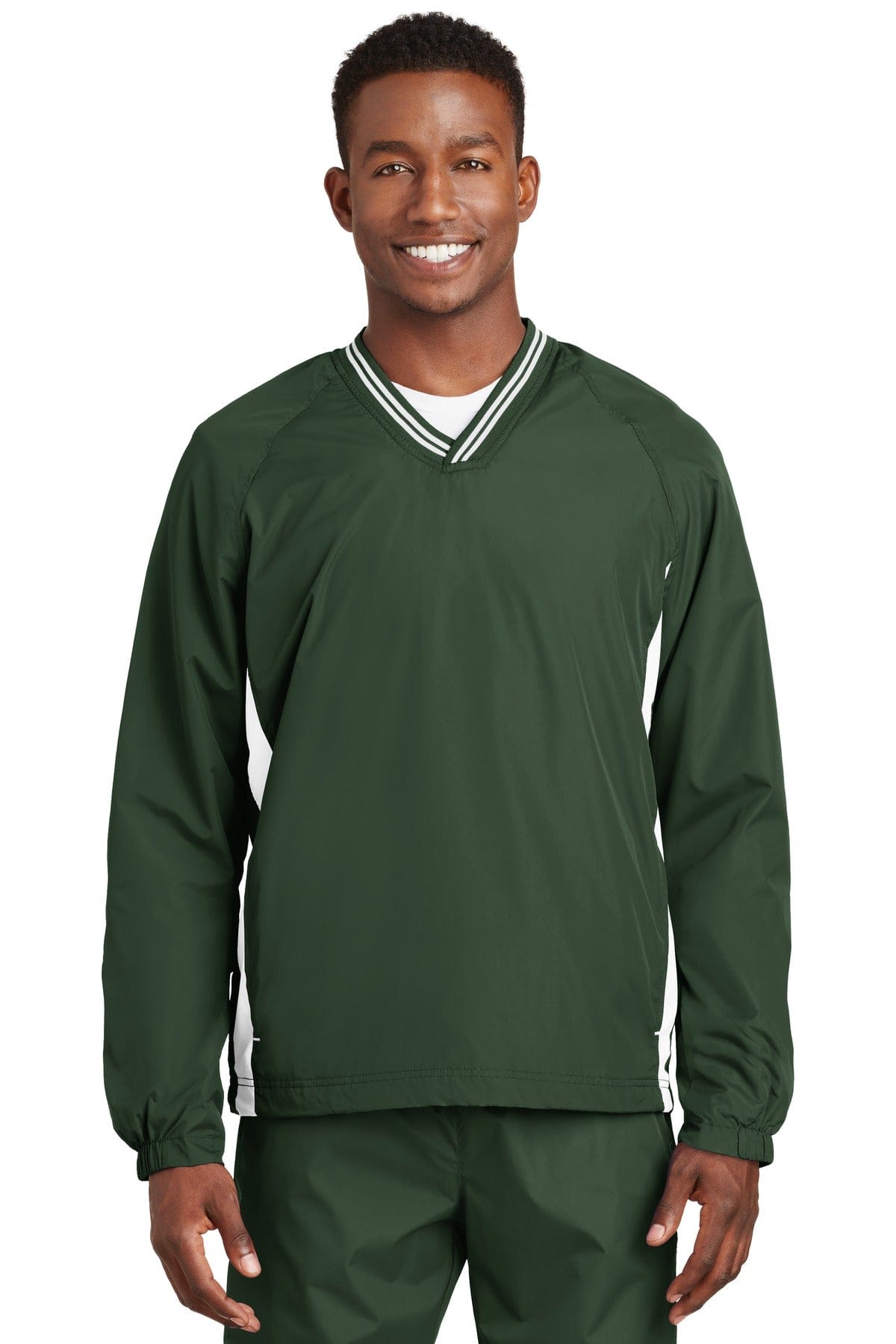 Sport-Tek Outerwear XS / Forest Green/ White Sport-Tek JST62 V-Neck Shirt