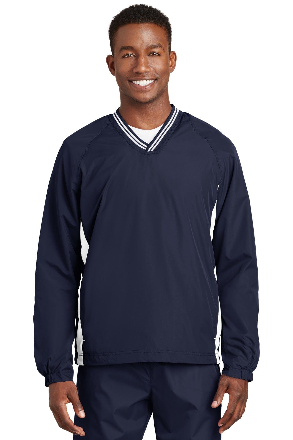 Sport-Tek Outerwear XS / True Navy/ White Sport-Tek JST62 V-Neck Shirt