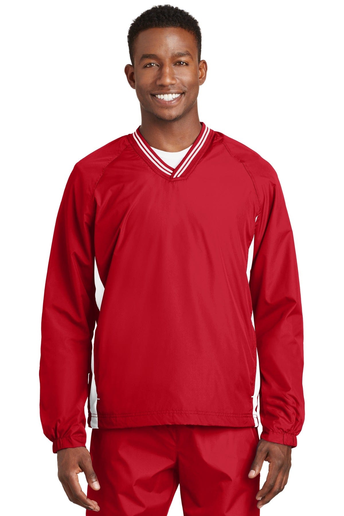 Sport-Tek Outerwear XS / True Red/ White Sport-Tek JST62 V-Neck Shirt