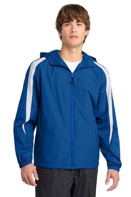 Sport-Tek JST81 Fleece-Lined Colorblock Jacket in True Royal/ White