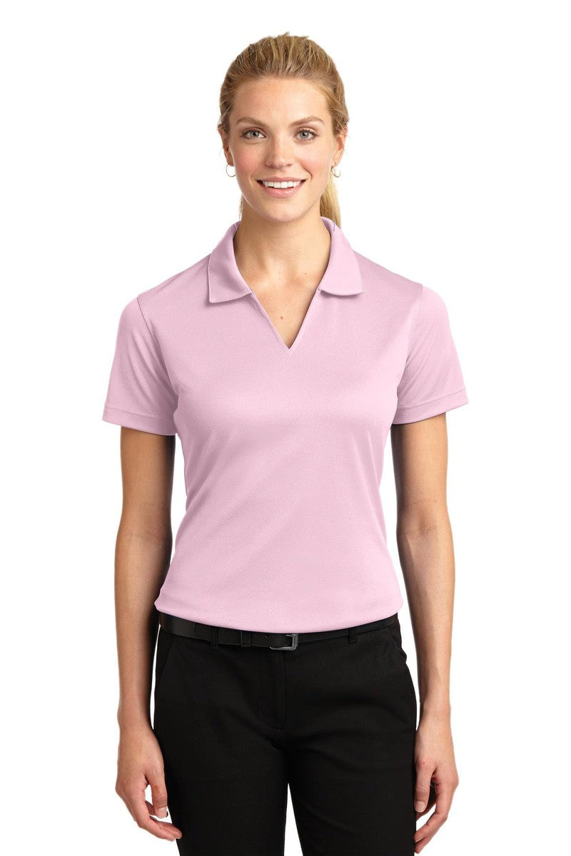 Sport-Tek L469 Ladies Dri-Mesh V-Neck Polo in Pink