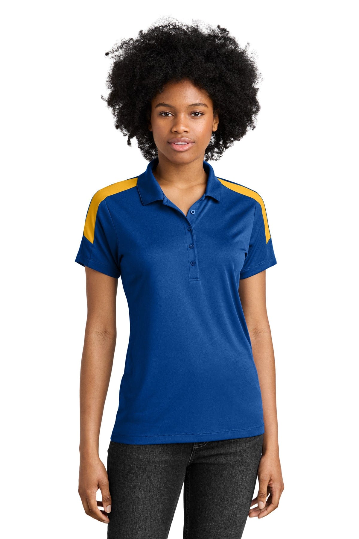 Sport-Tek LST104 Women's Competitor United Polo in True Royal/ Gold