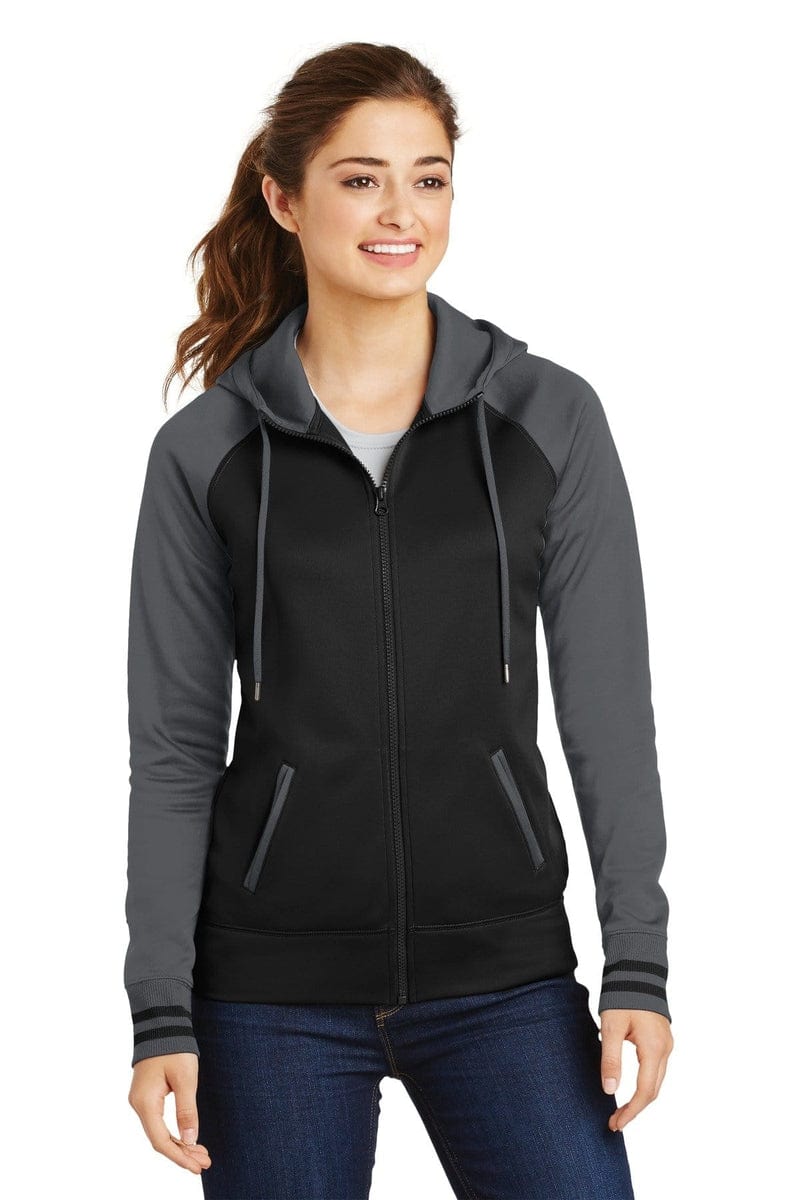 Sport-Tek LST236 Ladies Sport-Wick Varsity Fleece Full-Zip Hooded Jacket in 