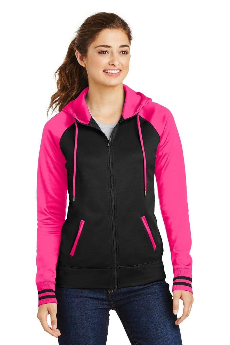 Sport-Tek LST236 Ladies Sport-Wick Varsity Fleece Full-Zip Hooded Jacket in 