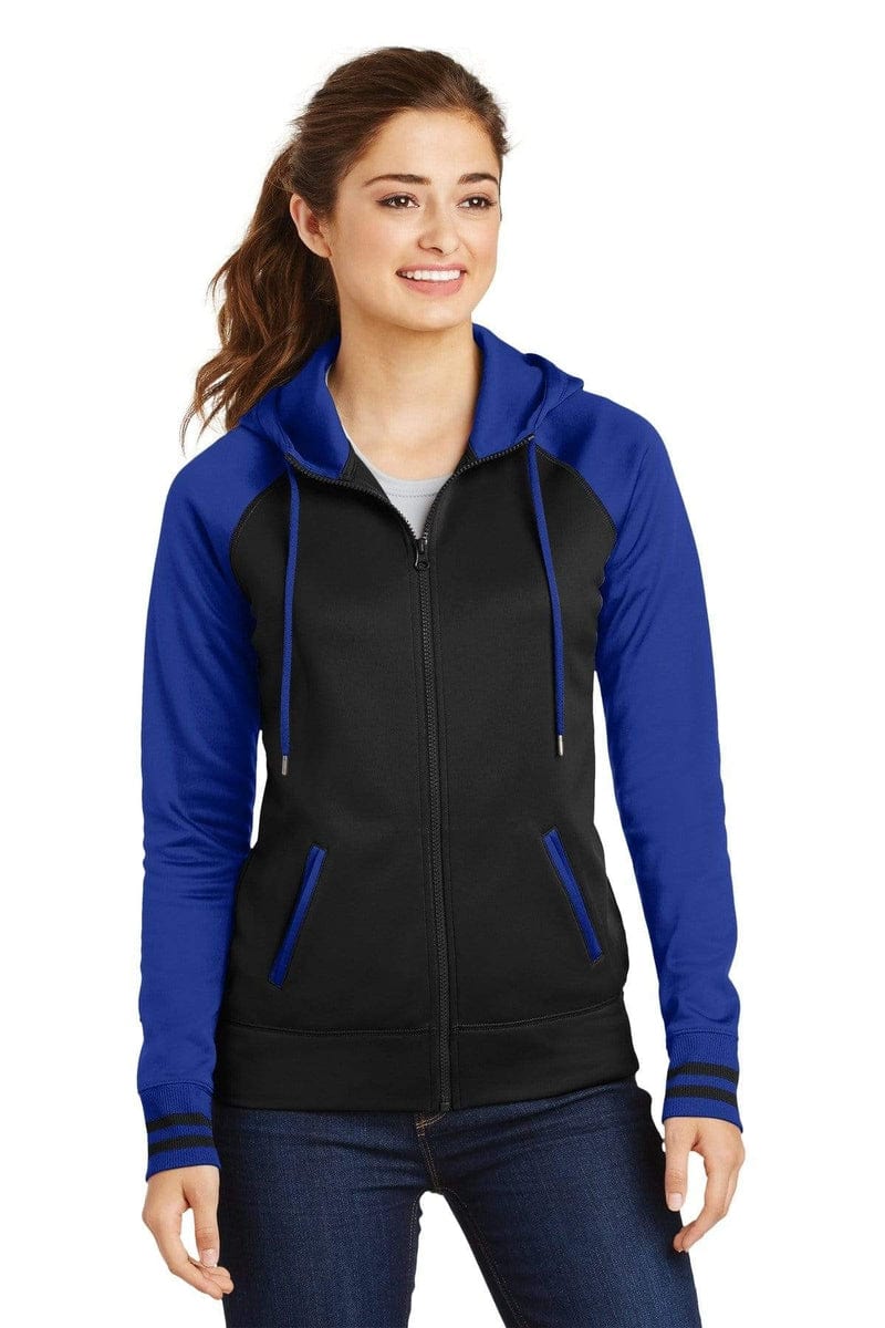 Sport-Tek LST236 Ladies Sport-Wick Varsity Fleece Full-Zip Hooded Jacket in 