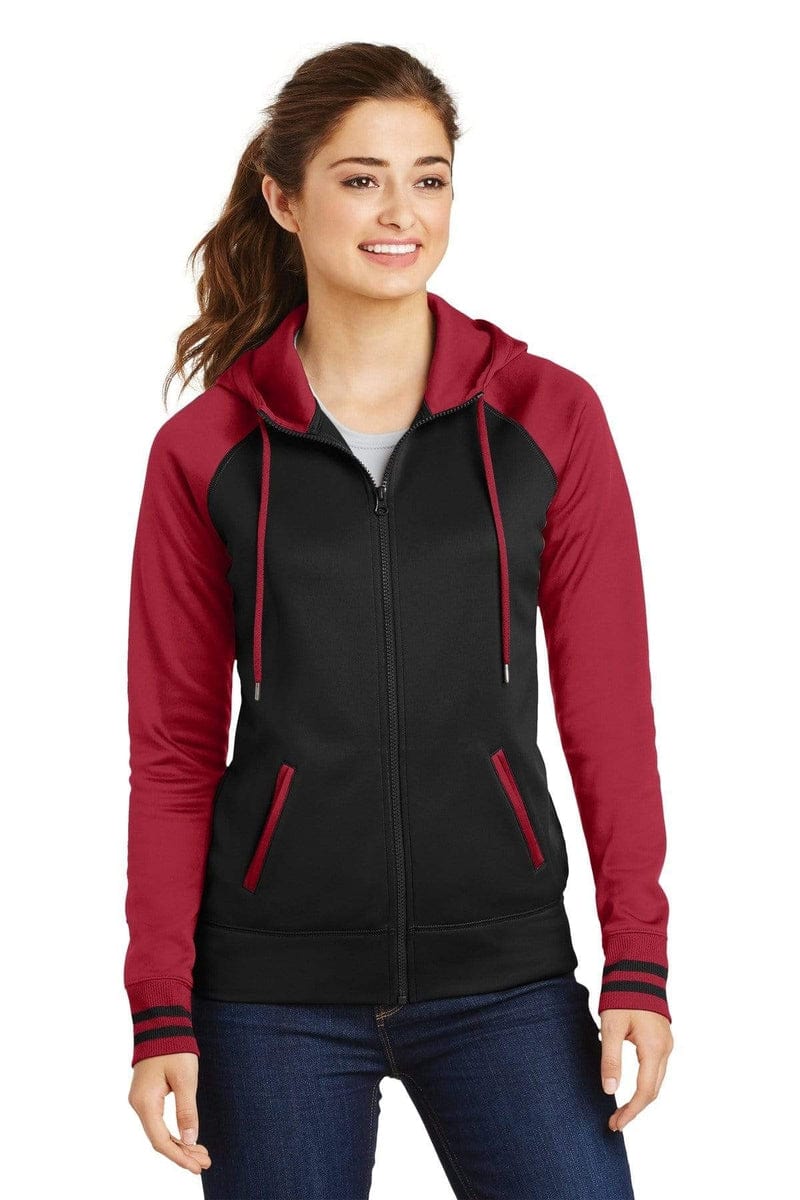 Sport-Tek LST236 Ladies Sport-Wick Varsity Fleece Full-Zip Hooded Jacket in 