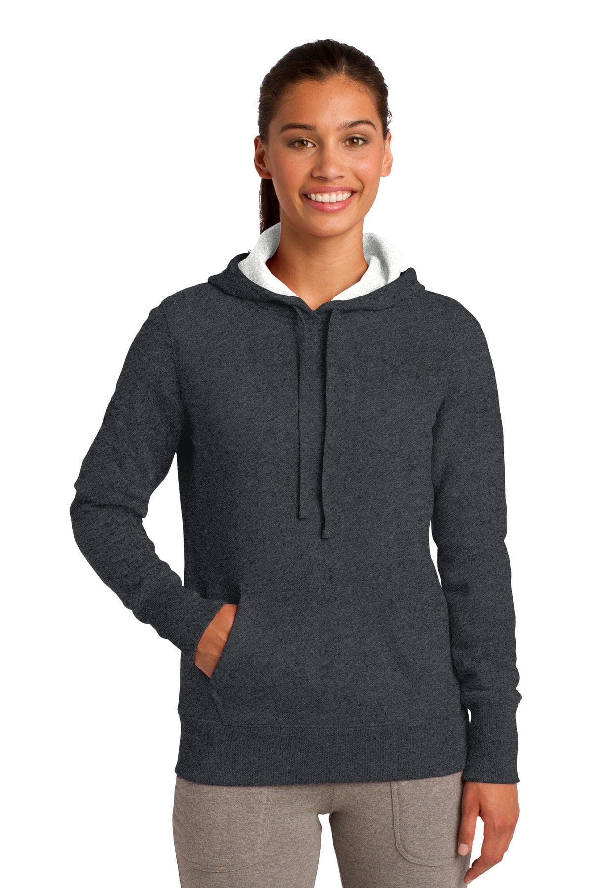 Sport-Tek LST254 Ladies Pullover Hooded Sweatshirt in Graphite Heather
