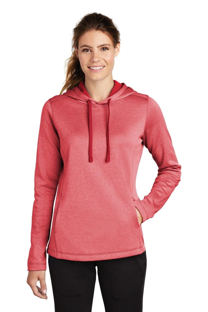 Sport-Tek LST264 Ladies PosiCharge Sport-Wick Heather Fleece Hooded Pullover in 