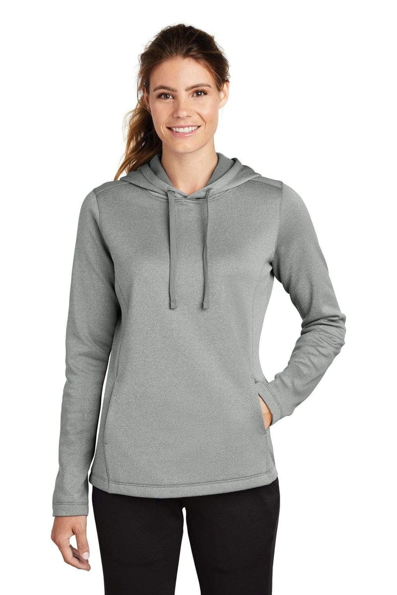 Sport-Tek LST264 Ladies PosiCharge Sport-Wick Heather Fleece Hooded Pullover in 