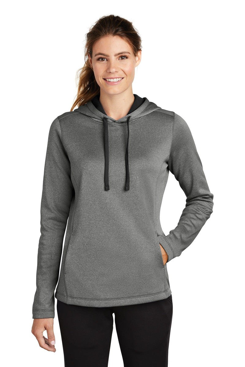 Sport-Tek LST264 Ladies PosiCharge Sport-Wick Heather Fleece Hooded Pullover in 