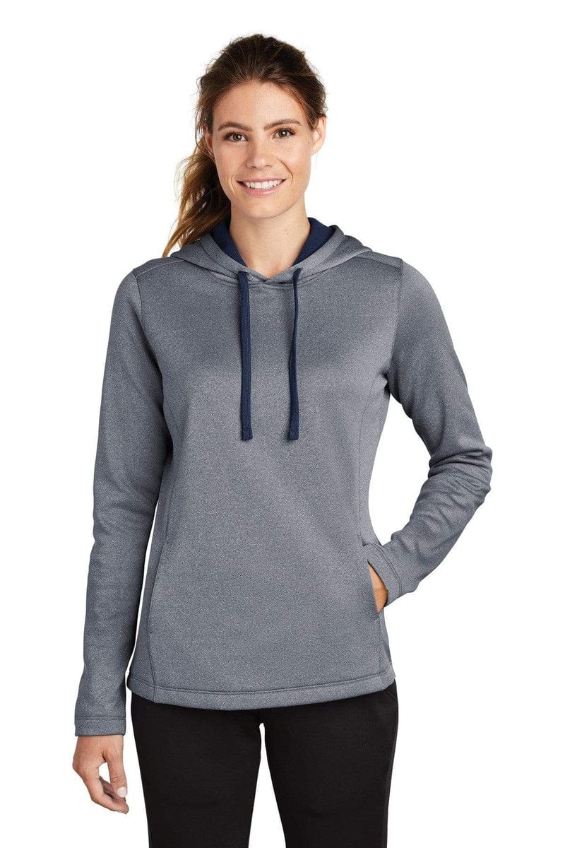 Sport-Tek LST264 Ladies PosiCharge Sport-Wick Heather Fleece Hooded Pullover in 