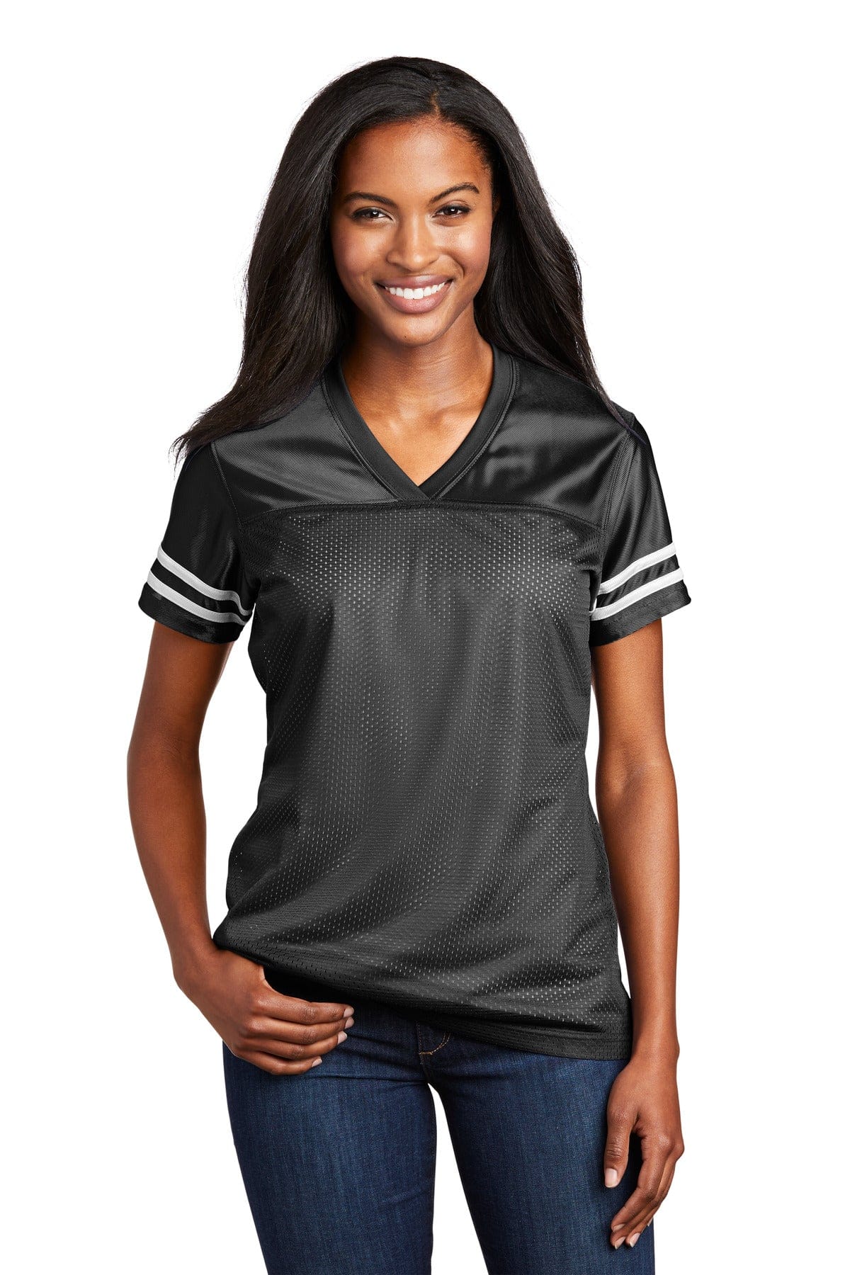Sport-Tek T-Shirts XS / Black/ White Sport-Tek LST307 Ladies PosiCharge Replica Jersey