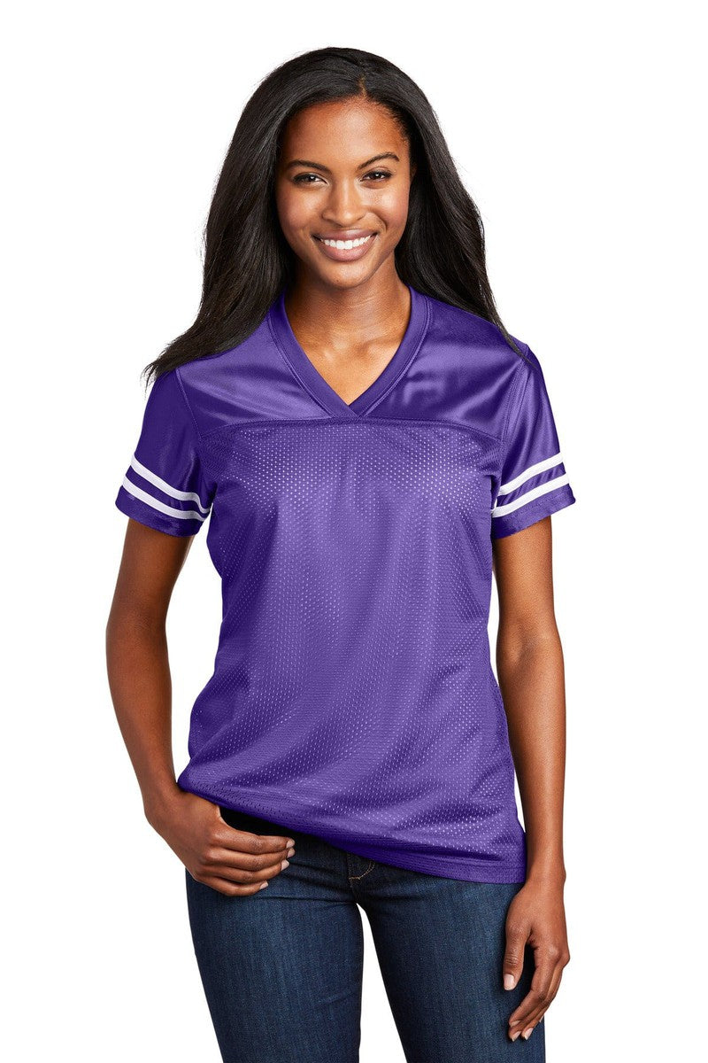 Sport-Tek LST307 Ladies PosiCharge Replica Jersey in Purple/ White