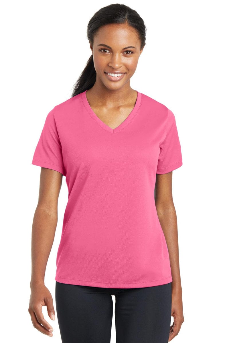 Sport-Tek LST340 Ladies PosiCharge RacerMesh V-Neck Tee in 