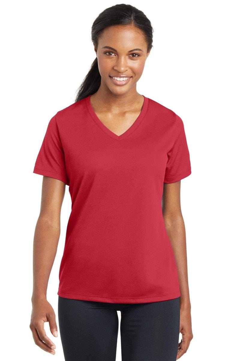 Sport-Tek LST340 Ladies PosiCharge RacerMesh V-Neck Tee in 