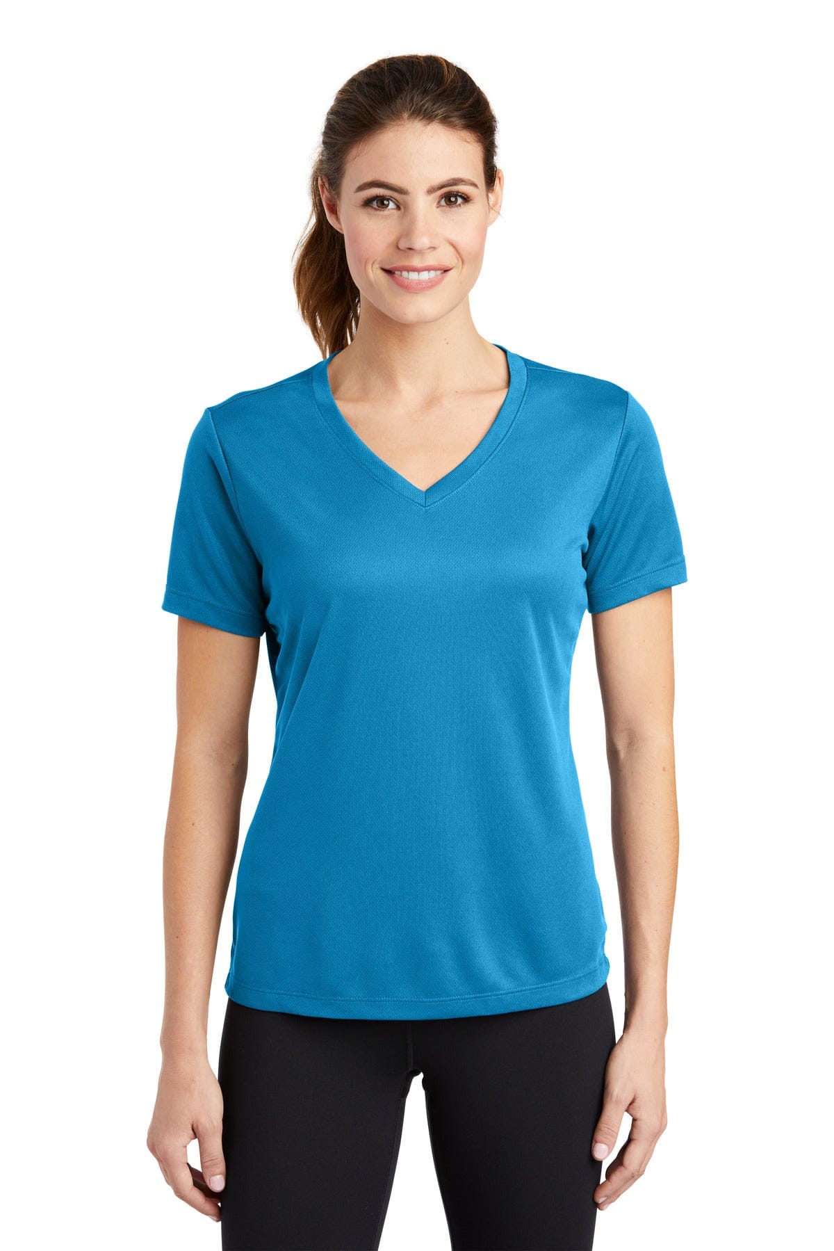 Sport-Tek LST340 Ladies PosiCharge RacerMesh V-Neck Tee in Pond Blue