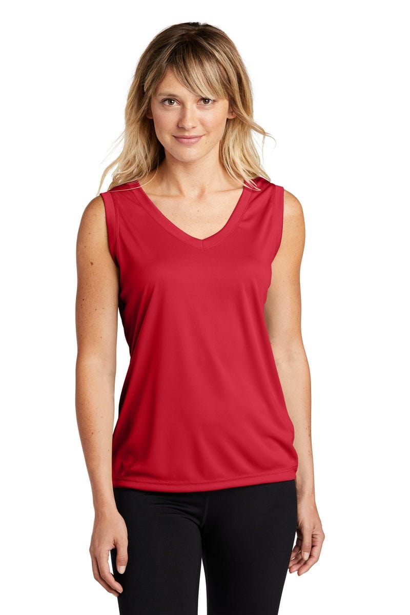 Sport-Tek LST352 Ladies Sleeveless PosiCharge Competitor V-Neck Tee in 