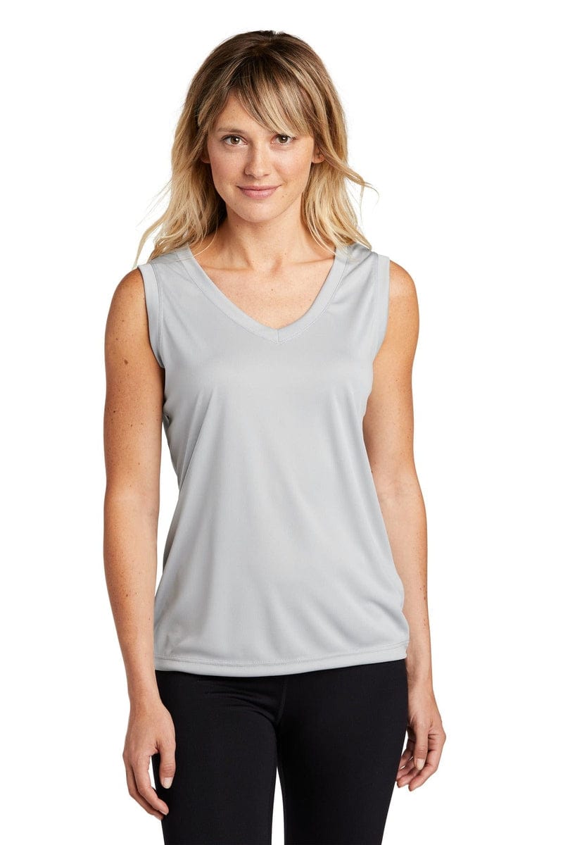 Sport-Tek LST352 Ladies Sleeveless PosiCharge Competitor V-Neck Tee in 