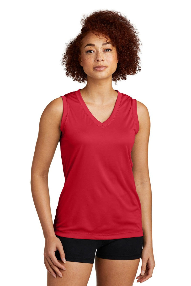 Sport-Tek LST352 Ladies Sleeveless PosiCharge Competitor V-Neck Tee in 