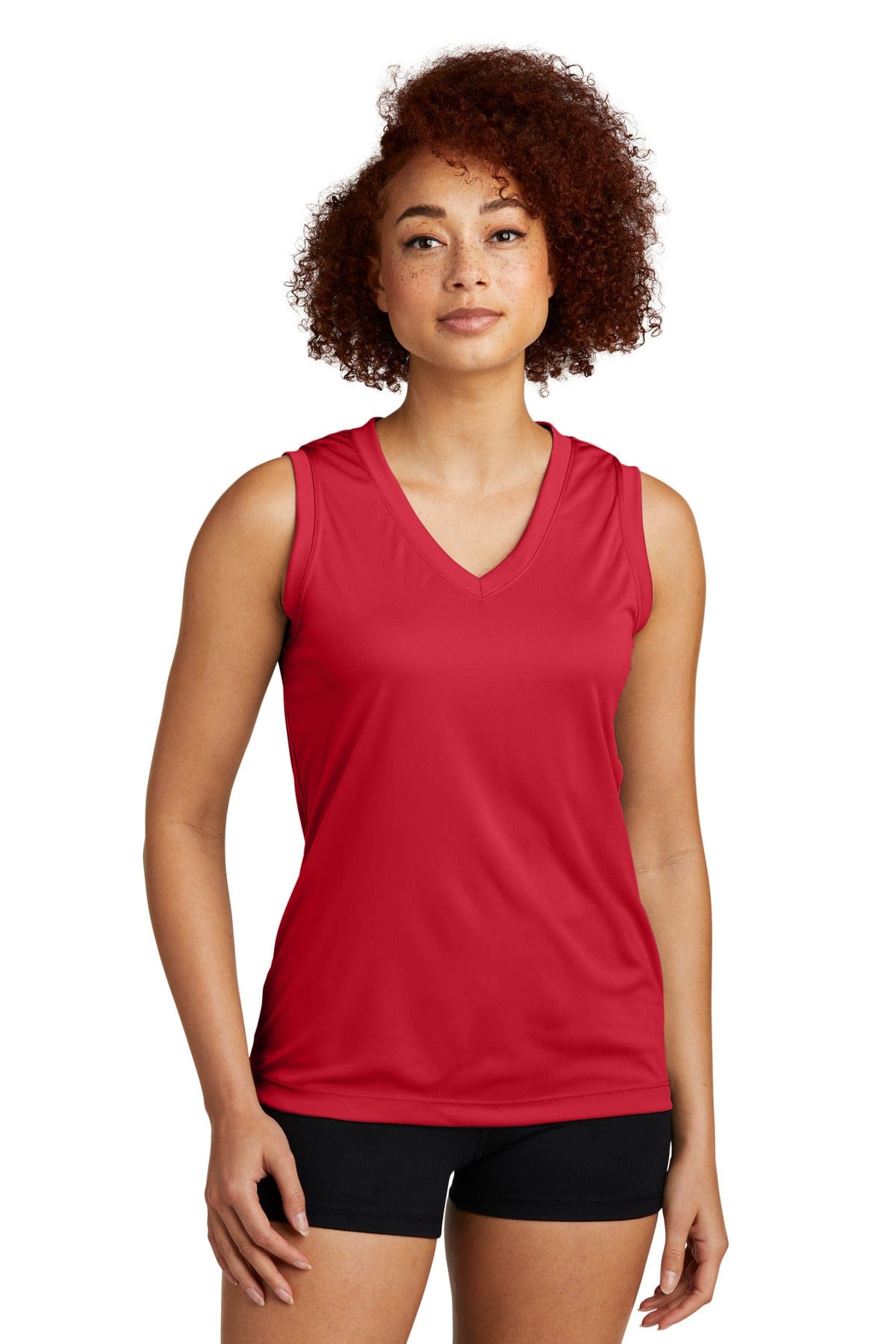 Sport-Tek LST352 Ladies Sleeveless PosiCharge Competitor V-Neck Tee in 