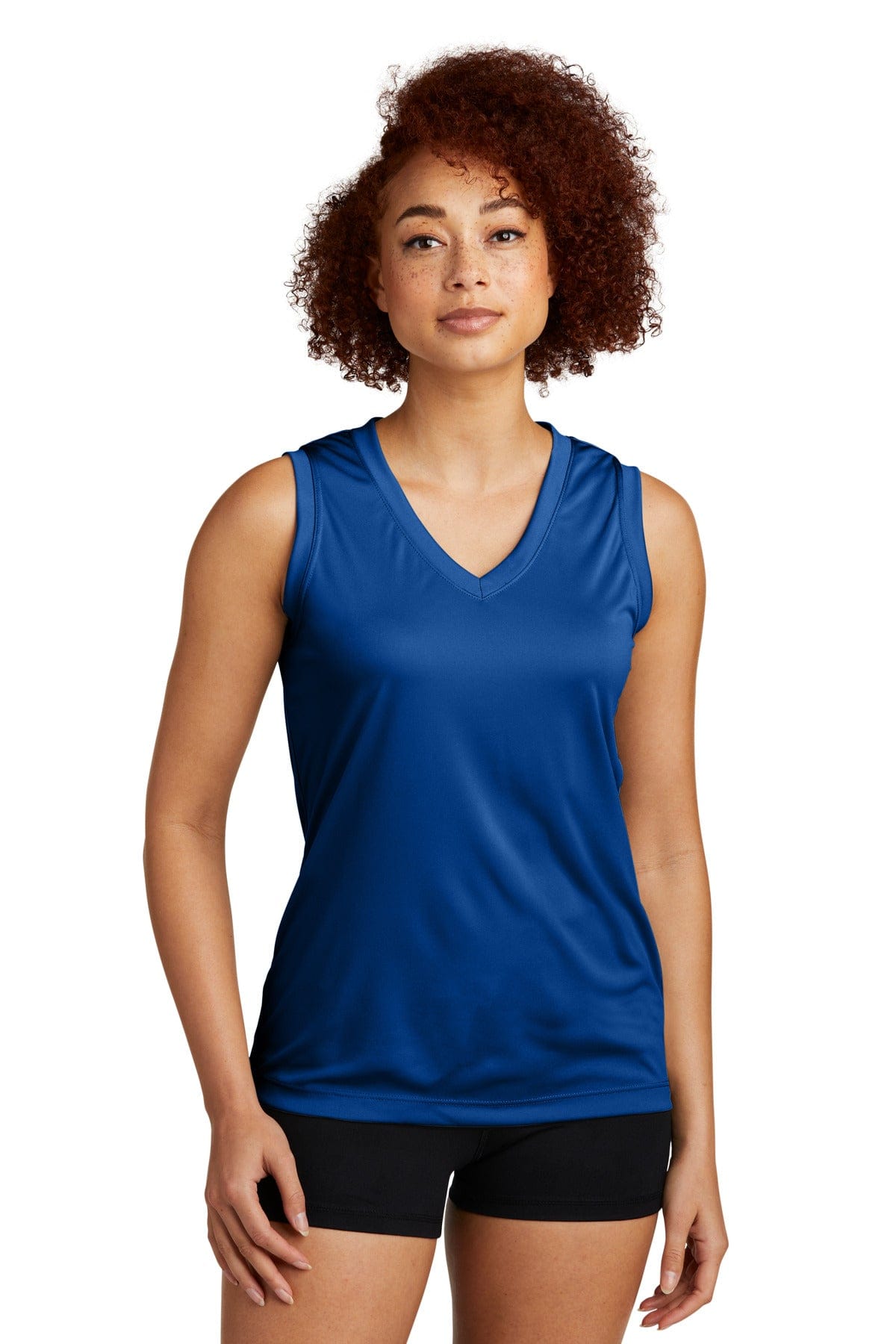 Sport-Tek LST352 Ladies Sleeveless PosiCharge Competitor V-Neck Tee in 