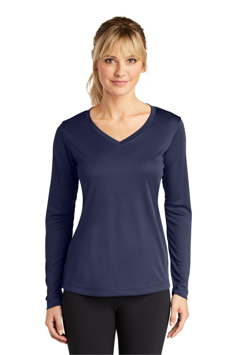 Sport-Tek LST353LS Ladies Long Sleeve PosiCharge Competitor V-Neck Tee in 