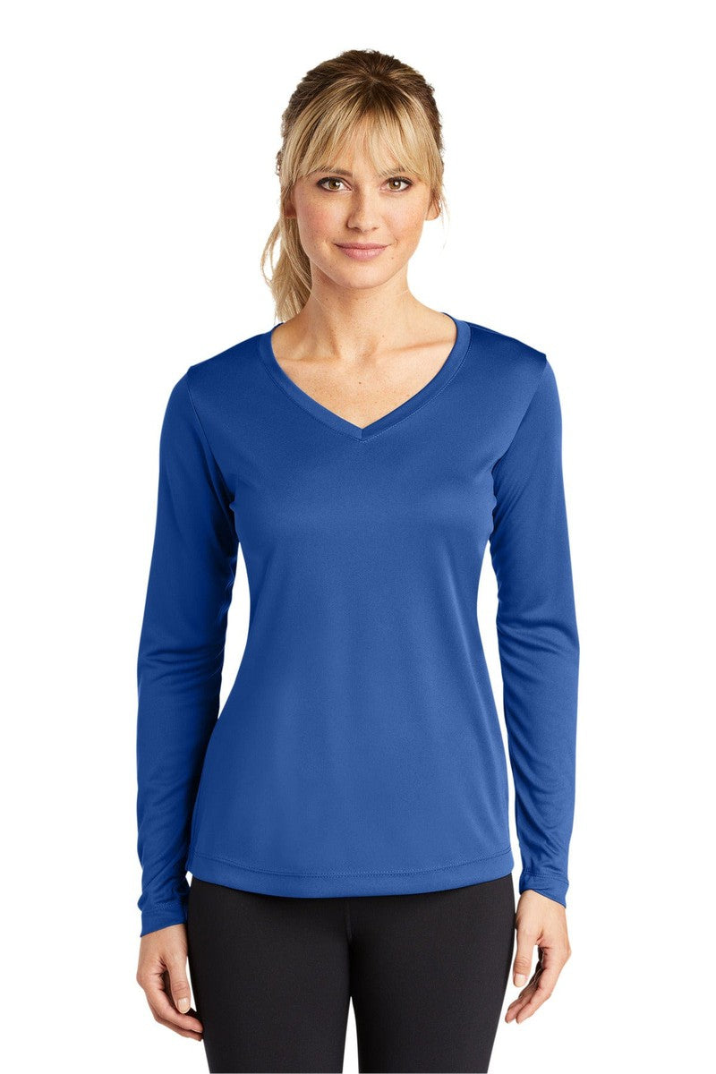 Sport-Tek LST353LS Ladies Long Sleeve PosiCharge Competitor V-Neck Tee in 