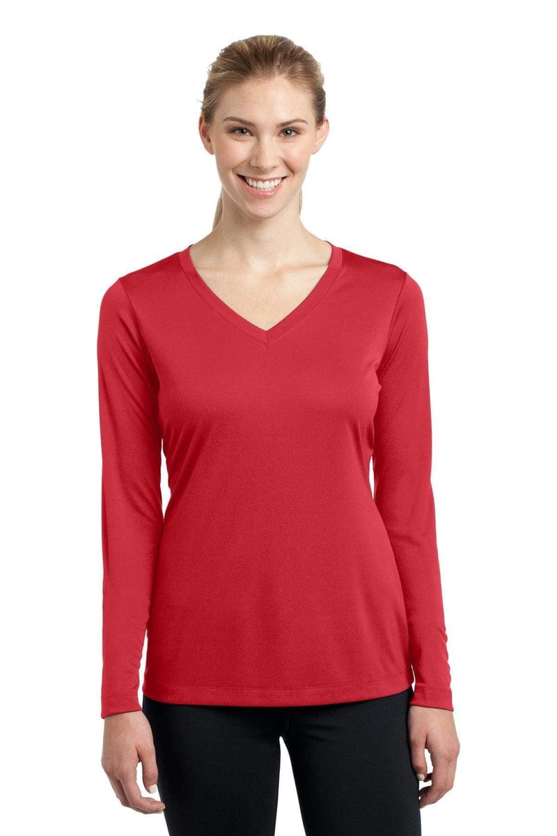 Sport-Tek LST353LS Ladies Long Sleeve PosiCharge Competitor V-Neck Tee in 