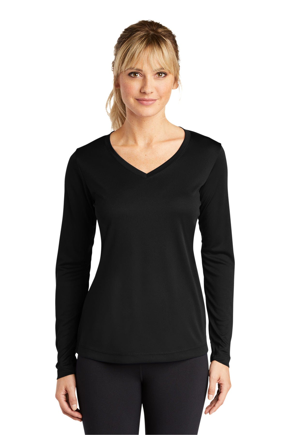 Sport-Tek T-Shirts XS / Black Sport-Tek LST353LS Ladies Long Sleeve PosiCharge Competitor V-Neck Tee