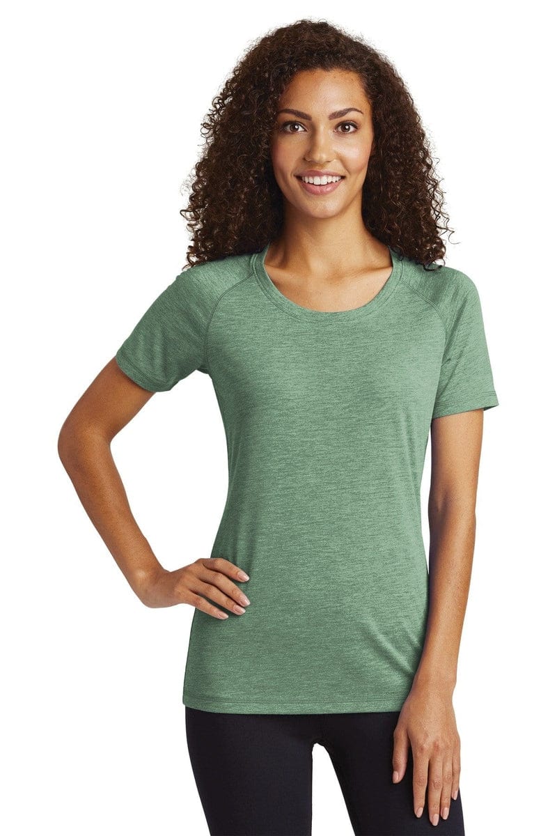 Sport-Tek LST400 Ladies PosiCharge Tri-Blend Wicking Scoop Neck Raglan Tee in 