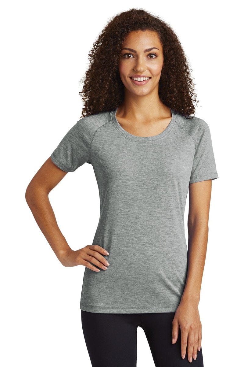 Sport-Tek LST400 Ladies PosiCharge Tri-Blend Wicking Scoop Neck Raglan Tee in 
