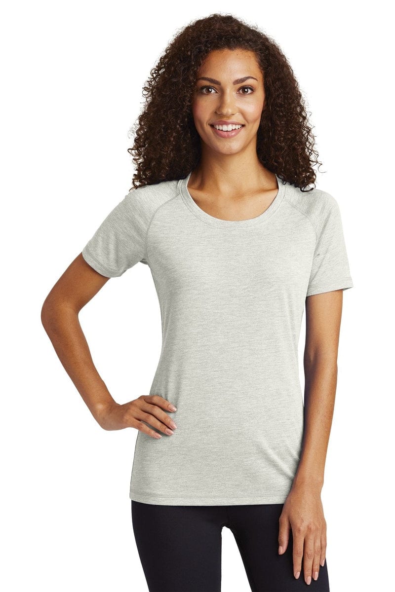 Sport-Tek LST400 Ladies PosiCharge Tri-Blend Wicking Scoop Neck Raglan Tee in 