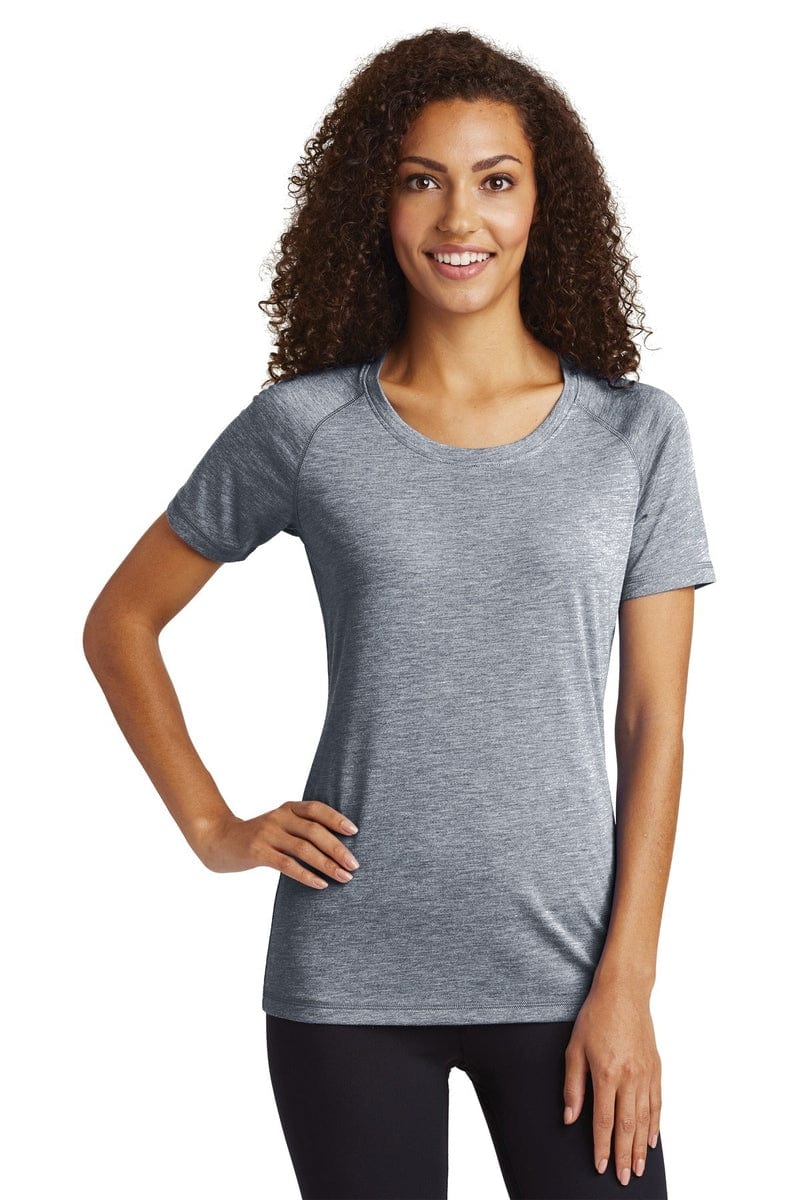 Sport-Tek LST400 Ladies PosiCharge Tri-Blend Wicking Scoop Neck Raglan Tee in 