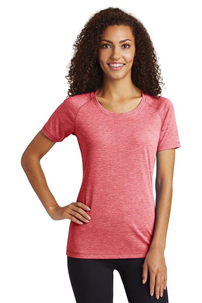 Sport-Tek LST400 Ladies PosiCharge Tri-Blend Wicking Scoop Neck Raglan Tee in 