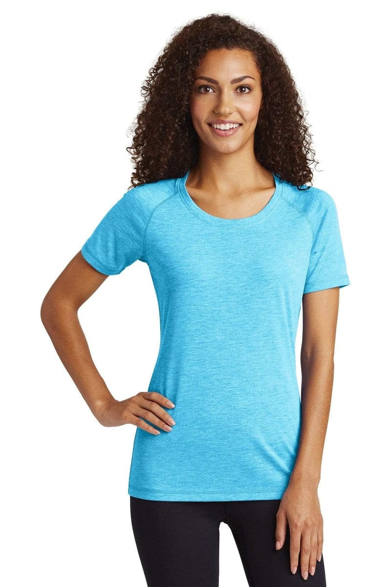 Sport-Tek LST400 Ladies PosiCharge Tri-Blend Wicking Scoop Neck Raglan Tee in 