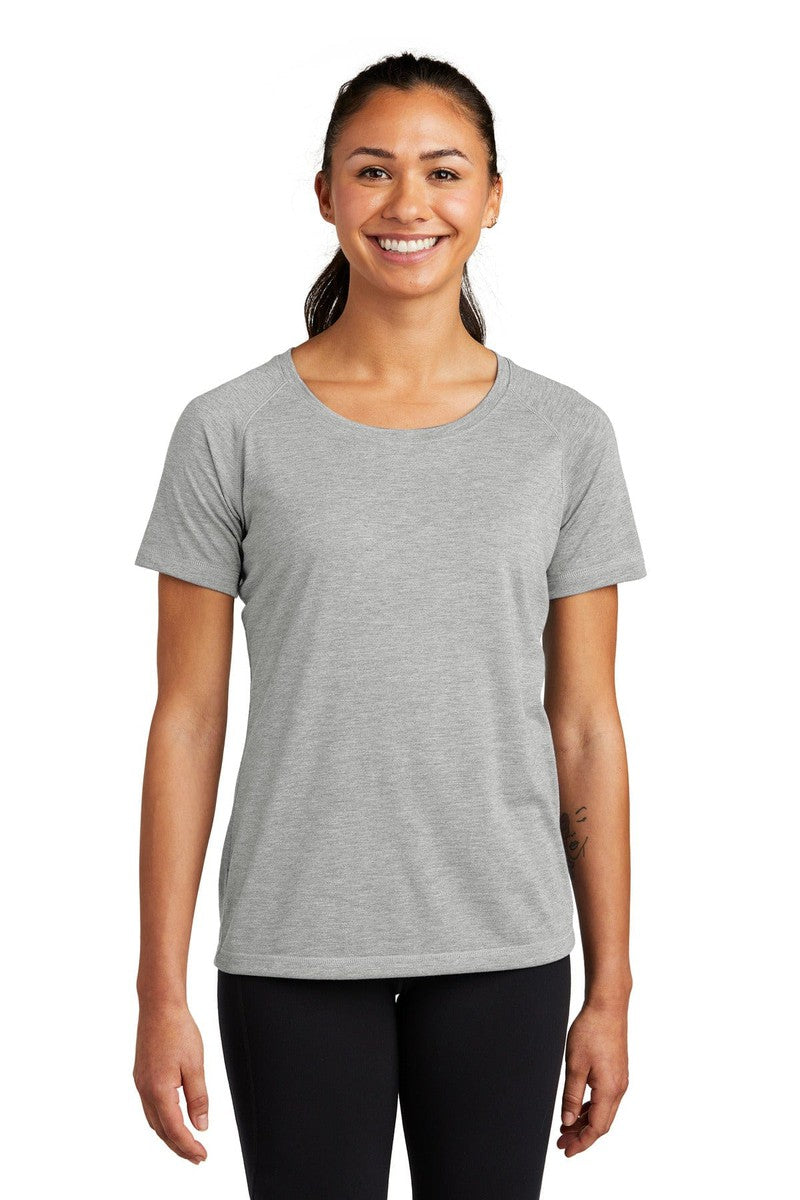 Sport-Tek LST400 Ladies PosiCharge Tri-Blend Wicking Scoop Neck Raglan Tee in 