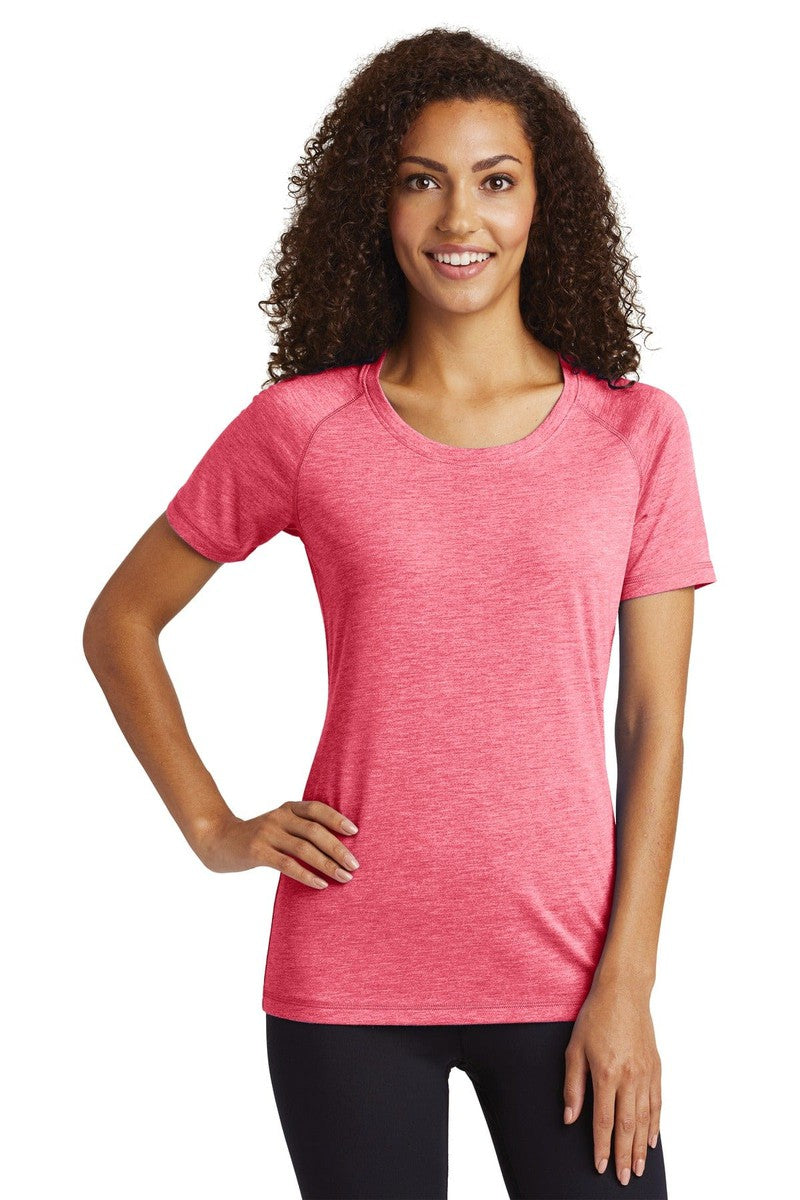 Sport-Tek LST400 Ladies PosiCharge Tri-Blend Wicking Scoop Neck Raglan Tee in 