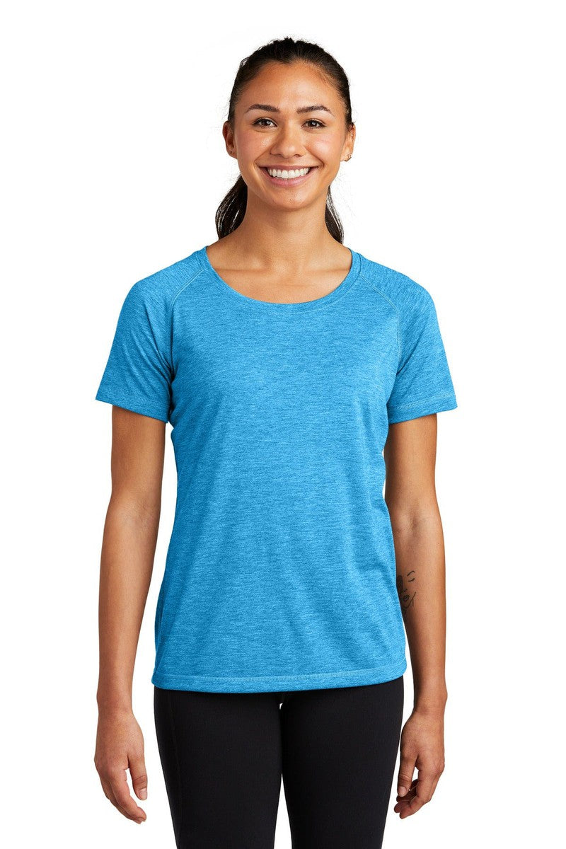 Sport-Tek LST400 Ladies PosiCharge Tri-Blend Wicking Scoop Neck Raglan Tee in 