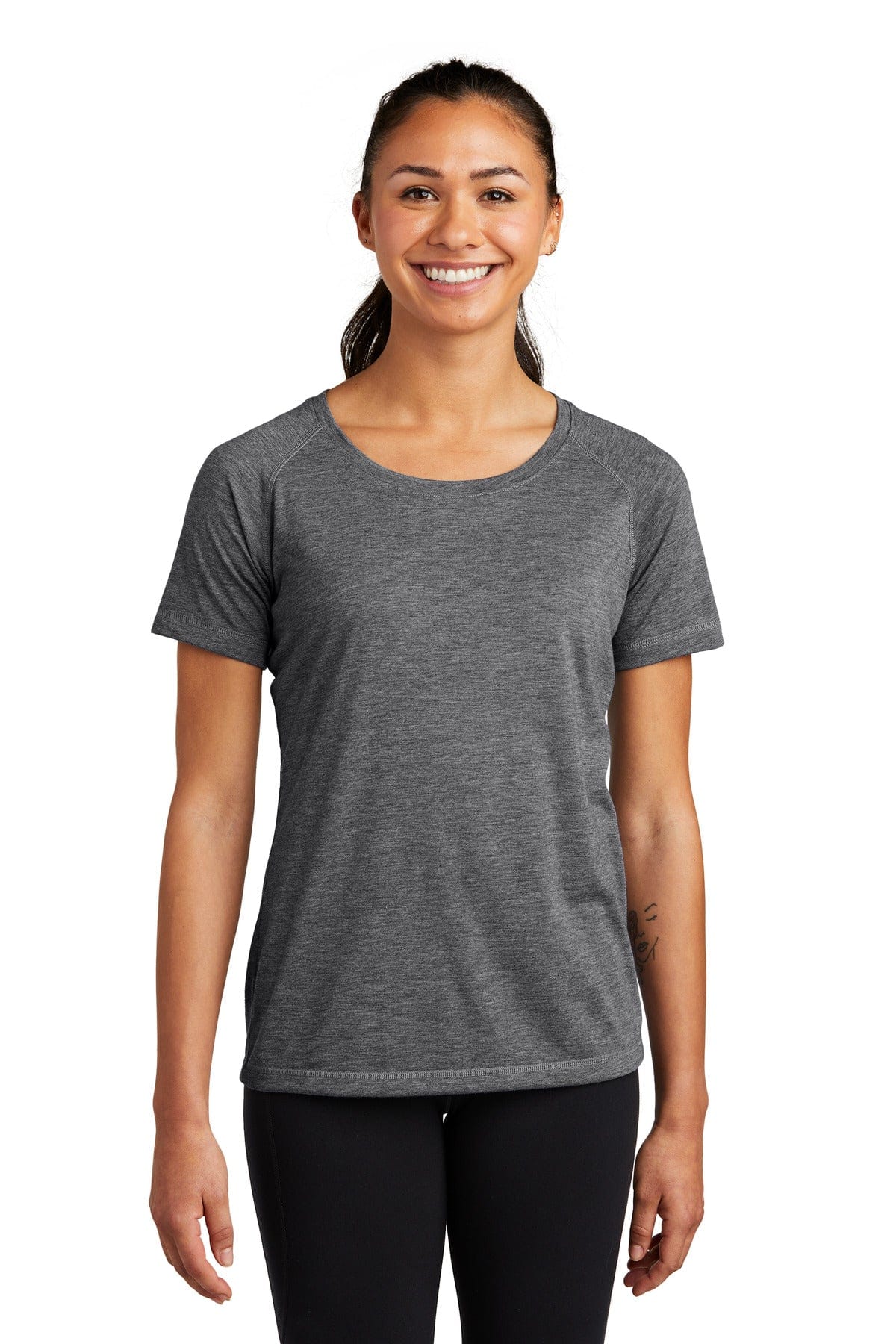 Sport-Tek T-Shirts Sport-Tek LST400 Ladies PosiCharge Tri-Blend Wicking Scoop Neck Raglan Tee