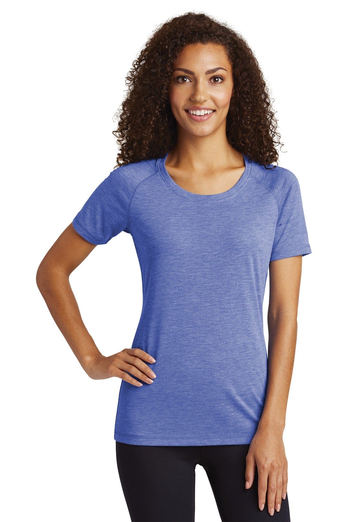 Sport-Tek T-Shirts XS / True Royal Heather Sport-Tek LST400 Ladies PosiCharge Tri-Blend Wicking Scoop Neck Raglan Tee