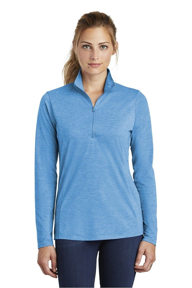 Sport-Tek LST407 Ladies PosiCharge Tri-Blend Wicking 1/4-Zip Pullover in 