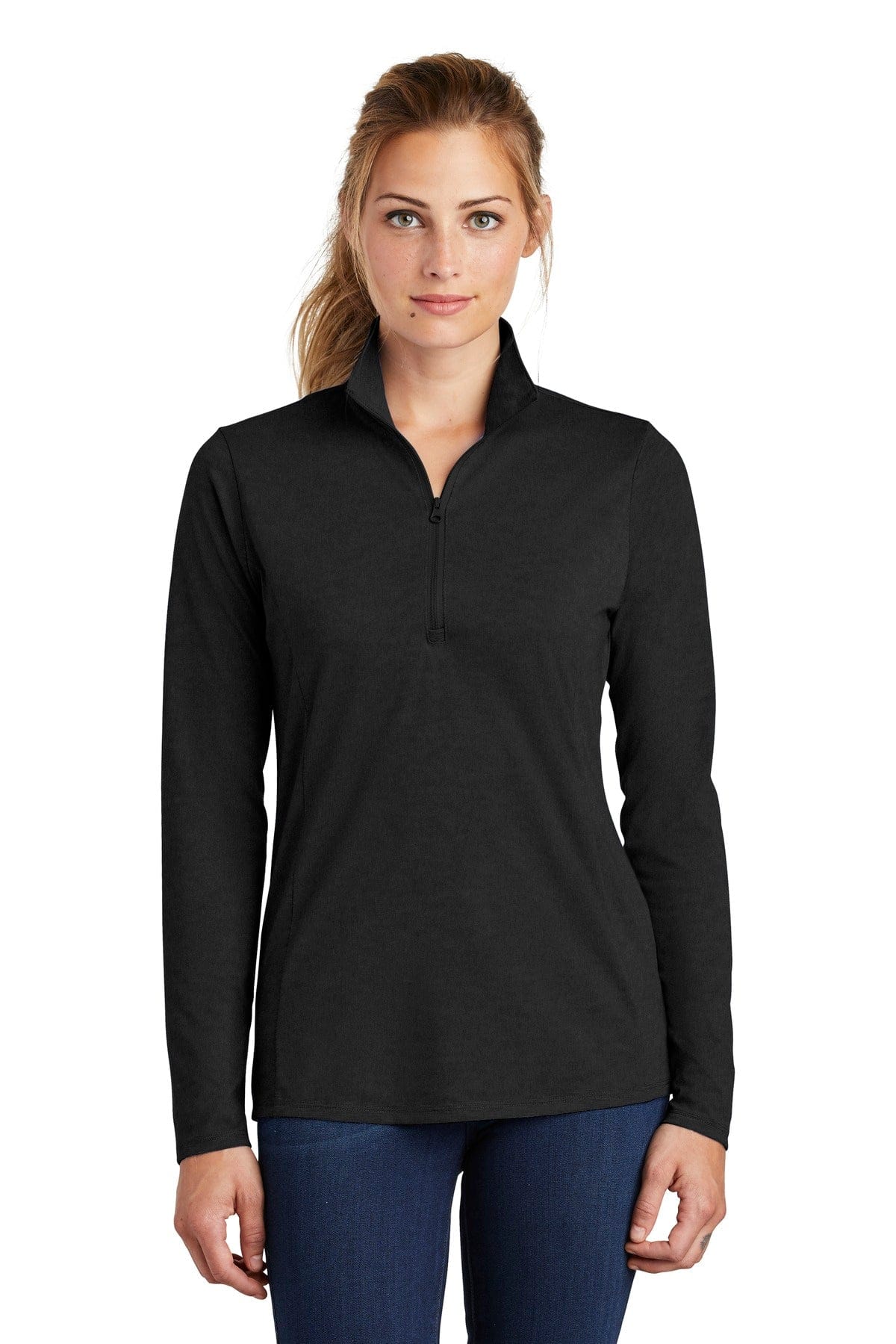 Sport-Tek Sweatshirts/Fleece XS / Black Triad Solid Sport-Tek LST407 Ladies PosiCharge Tri-Blend Wicking 1/4-Zip Pullover