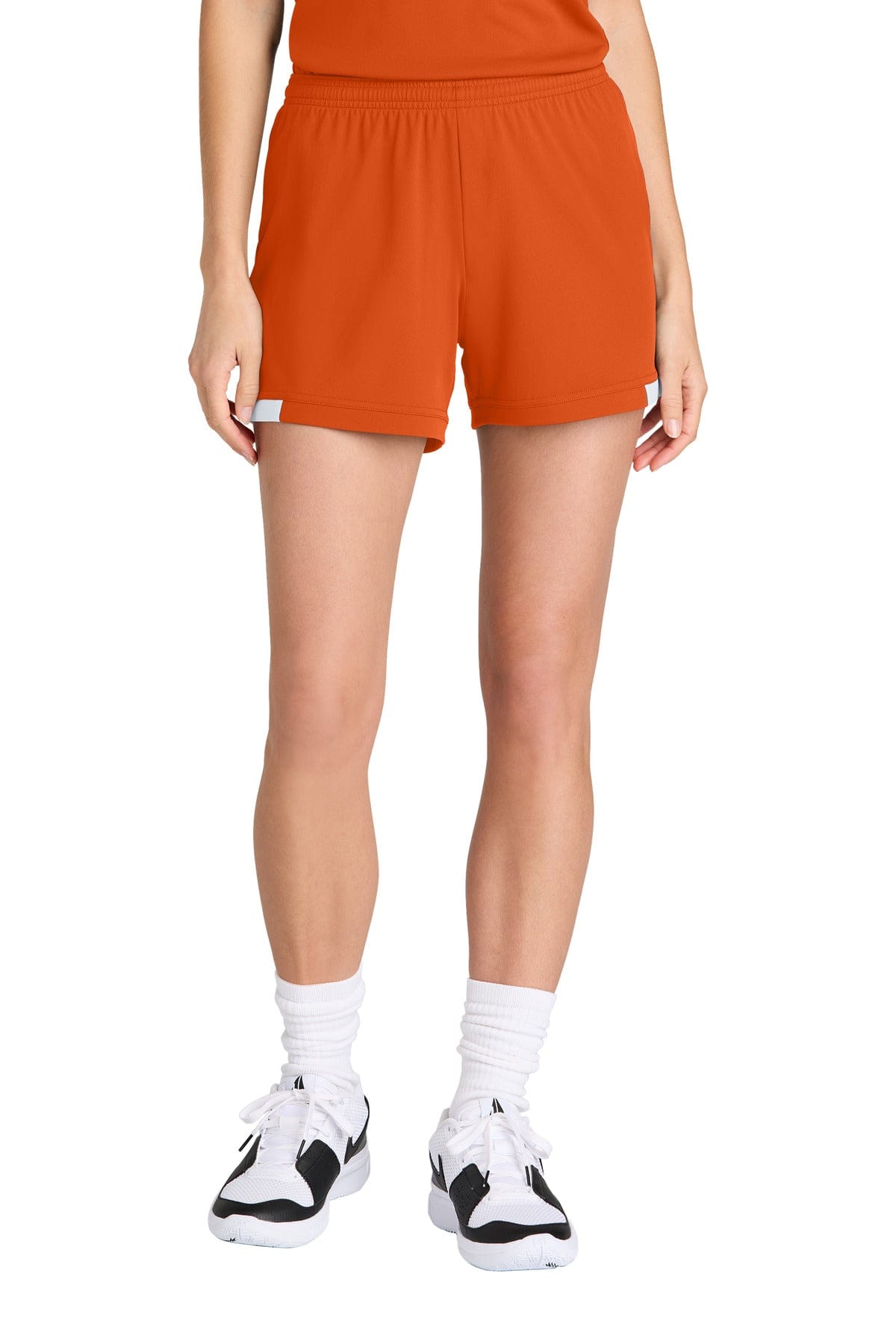 Sport-Tek LST442 Women's Club 5' Short in Deep Orange/ White