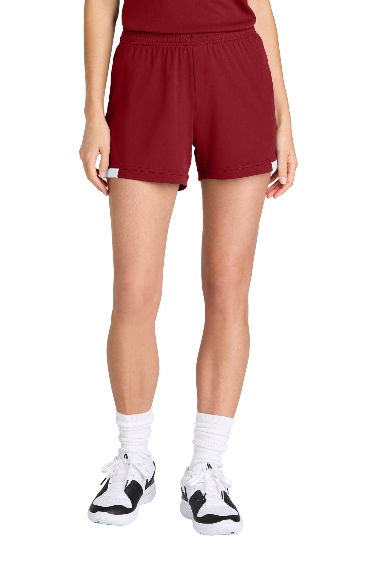 Sport-Tek LST442 Women's Club 5' Short in Deep Red/ White