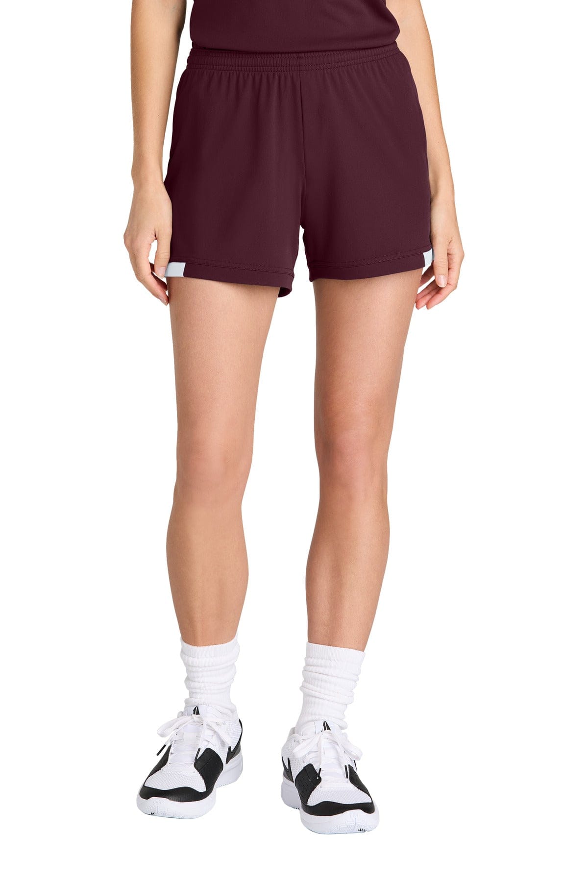 Sport-Tek LST442 Women's Club 5' Short in Maroon/ White